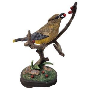 Vintage 1999 Cedar Waxing Bird On Branch Figurine Christmas Holiday Decorative